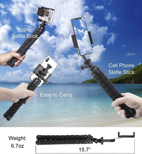 Phone Tripod, Flexible Tripod with 4-Axis Angle Adjustment, Unique 360° Rotating Holder for iPhone, Android Phone, DSLR