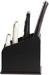 JACKCUBE DESIGN Black Leather Remote Control Organizer Holder with 4 Compartments, Media Storage Box (MK292A)