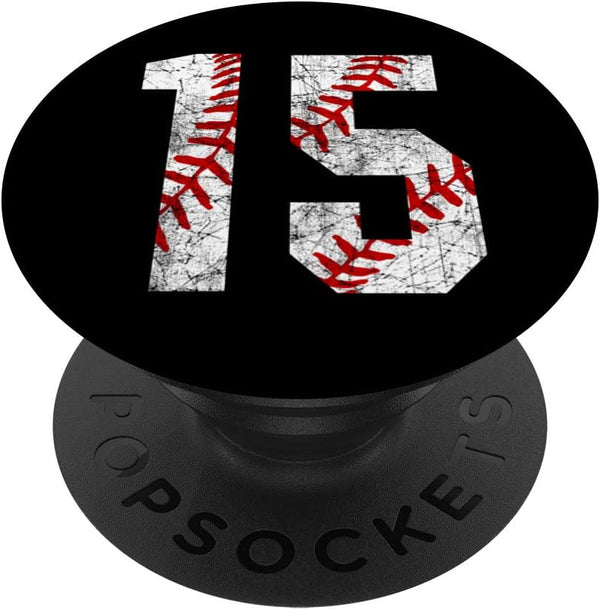 Vintage Baseball Mom #15 Jersey PopSockets Swappable Grip - Favorite Player