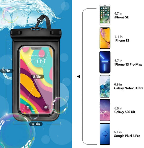 5 pcs Universal Waterproof Phone Pouch, Cellphone Dry Bag IPX8 Underwater Waterproof Case Compatible with iPhone 12/11 Pro Max/Pro/8 Plus, Galaxy S21/S20/S10/Note 20/10/9, Plus Phones up to 6.8"