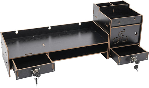 QUSKLISU (05) Computer Monitor Stand, Computer Rack with Drawers, Two top Platforms Desk Organizer Monitor Stand