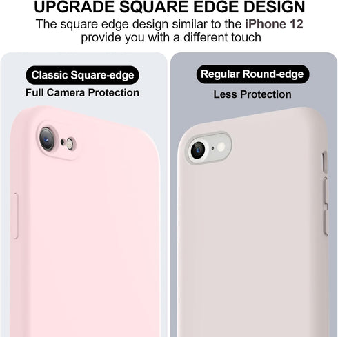 Vooii iPhone SE Case 2022/3rd/2020, iPhone 8/7 - Chalk Pink, Upgraded Liquid Silicone, Square Edges, Camera Protection.