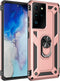 Military Grade Drop Impact Case for Samsung Galaxy S21 Ultra, Metal Rotating Ring Kickstand Holder, Heavy Duty