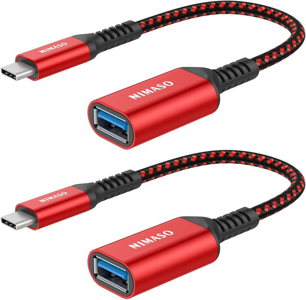 NIMASO USB C to USB 3.1 Adapter 2 Pack - OTG Cable Type C Male to USB Female Compatible with iPhone 15/15 Pro/15