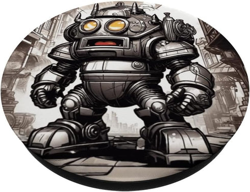 Silly Robot Invasion Anime Vintage Comic Book Style Graphic PopSockets Standard PopGrip
