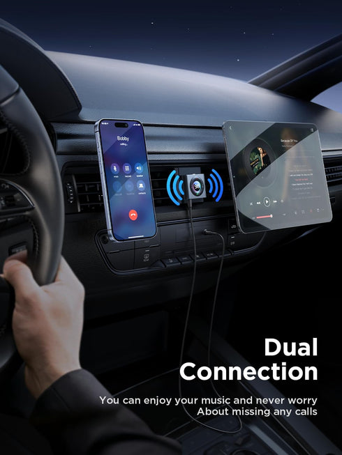 JOYROOM 5.4 AUX Bluetooth Adapter for Car, Dual Mics & HiFi Deep Bass Sound, Noise Cancelling, 26H Battery Life, 2024