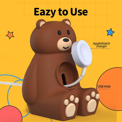SIKAI CASE 9-1(45mm,44mm,42mm,41mm,40mm, 38mm) Cute Bear iWatch Charger Stand Compatible with iWatch Series for iWatch