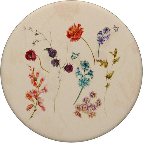 Cute Simple Wildflowers Pattern Design on Beige PopSockets Standard PopGrip