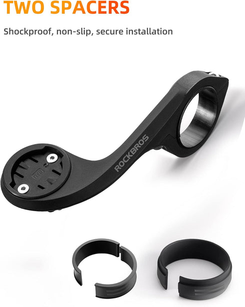ROCKBROS Out Front Mount, Compatible with Garmin, iGPSPORT - Bike Handlebar 1.26’’-1.38’’/ 32-35mm