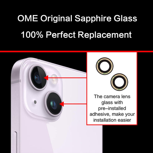 ASDAWN Back Rear Camera Lens Glass Replacement for iPhone 14 6.1 inch & 14 Plus 6.7 inch with Pre-Installed Adhesive &