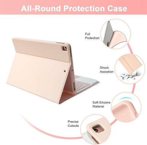 LAMA Wireless Keyboard Case with Touchpad for iPad 10.2" 9th 8th 7th Gen, Detachable Bluetooth Keyboard, Pencil Holder