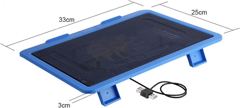 Portable Quiet Laptop Cooler Cooling Pad Stand with USB for 14 Inch Below Notebook (Blue)