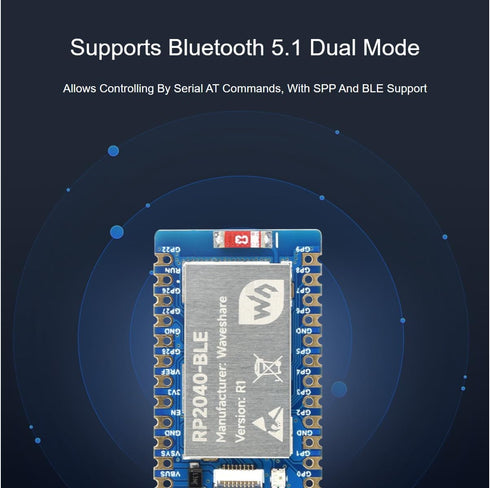 waveshare RP2040-BLE Mini Development Board, USB Port Adapter Based on Raspberry Pi RP2040 Chip