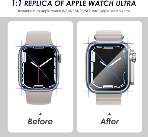 Ultra Look - Fullife 2 in 1 Compatible with Apple Watch Case Series 6 44mm Waterproof Screen Protector, Front & Back Protective Bumper Cover iWatch SE2/SE Series 6 5 4 for Men Women, (44mm Titanium)