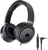 rockpapa Grade Wired Headphones with Microphone, Lightweight Foldable Stereo, 3.5mm Jack, Black