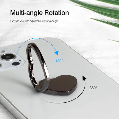 2 Packs Love Heart Shaped Cell Phone Ring Holder Stand, 360 Degree Rotation Finger Ring Kickstand with Polished Metal