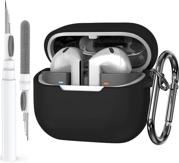 Olytop Soft Silicone Case Cover for Samsung Galaxy Buds 3 Pro & Buds 3 with Cleaner Kit, Keychain, Black