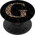 Black Leopard Print Initial Letter G Monogram for Women, PopSockets PopGrip: Swappable Grip for Phones & Tablets