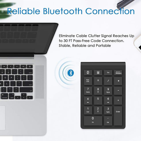 Foloda Bluetooth Wireless Number Pads, Portable 22 Keys Numeric Keypad for Laptop, PC