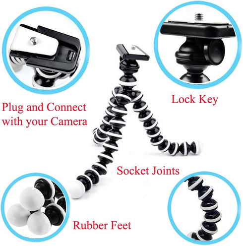 Octopus Camera Tripod, Walway Flexible Cell Phone Holder Stand with Quick-Release Plate for Smartphone/Camera/GoPro