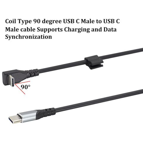 USB 3.1 Type C to Type C Cable, 90 Degree Spring Spiral Fast Charging Data Extension Cable, 3.3FT/1M for Laptop & Tablet