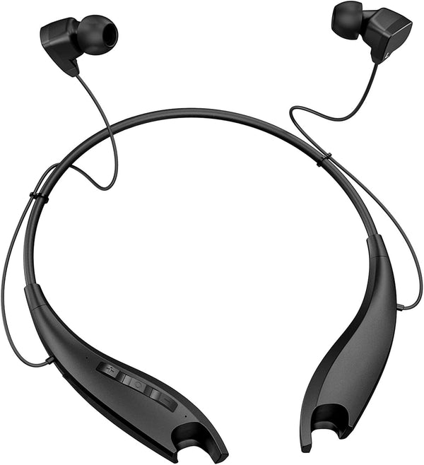 Neckband Headphones with Noise Cancelling Microphone, Bluetooth Headset, 22hrs Playtime, Stereo Bass Earphones for