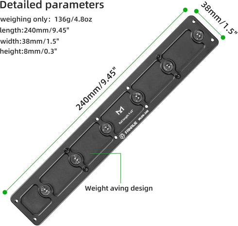 FANAUE Mlok Arca Rail Tripod Mount Adapter, Compatible with Arca-Swiss/RRS Dovetail Tripod Ballhead