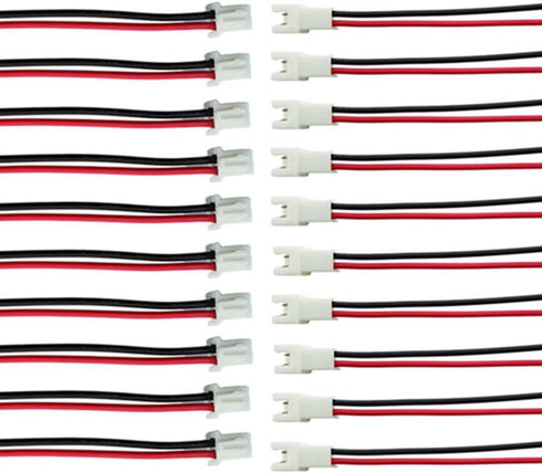 JST-XH 2.54mm 1S 2 Pin Balance Plug Lead Socket, Male and Female Connector with 22awg 10cm Silicone Wire Cables