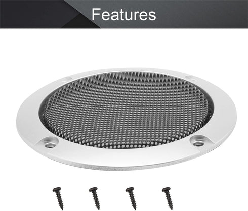 Fielect 2 Pcs 4" Speaker Grill Mesh - Decorative Circle Woofer Guard Protector Cover with 8 Screws (Silver)