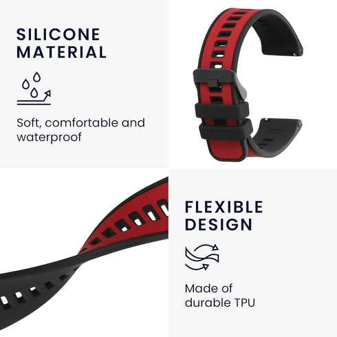 kwmobile Straps Compatible with Garmin Forerunner 55 - 2x Replacement Silicone Watch Bands, Black/Grey