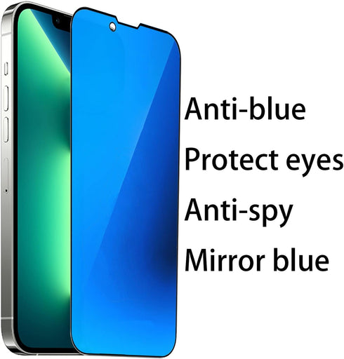 2 PCS Anti-Blue Privacy Tempered Glass Screen Protector for iPhone 14 Plus/iPhone 13 Pro Max, 6.7 inch Anti-Scratch