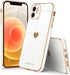 Teageo Cute Love-Heart Case for iPhone 12, White, Luxury Bling Soft Back Cover with Raised Full Camera Protection