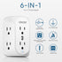 LENCENT 2 Prong Power Strip, 3 to 2 Prong Grounding Outlet Adapter, Polarized Plug, Surge Protector, 3-Sided 6 Outlets Widely Spaced Extender, Mountable Wall tap for Non-Grounded Outlet