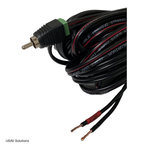 USAV 16AWG 20FT Speaker Wire RCA Adapter Plug to Bare Wire for AV Receiver, Speakers Stereo Wire Cord to RCA - Pair