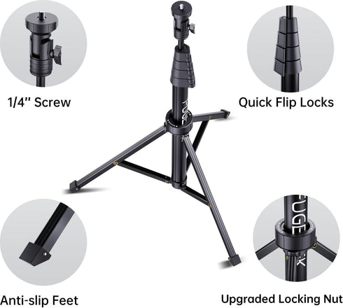 Fugetek 67" Professional Cell Phone Tripod, Portable All in One, Bluetooth Remote, Phone Holder, Compatible with iPhone