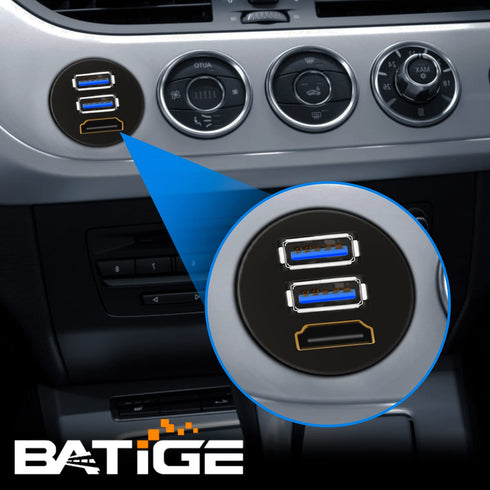 BATIGE 3ft Dual USB 3.0 & HDMI Flush Mount Extension Cable for Car, Truck, Boat, Motorcycle - USB 3.0 Dash Mount