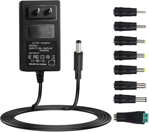 15V 2A Power Adapter, 15Volt AC Charger with 8 Interchangeable DC Plugs for 15V Electronics, 2000mA, 1500mA, 1000mA