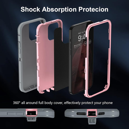 Sansunto Protection Case for iPhone 13, 14, 15, Heavy Duty Shockproof Silicone Rubber Cover for 6.1 Inch Phones