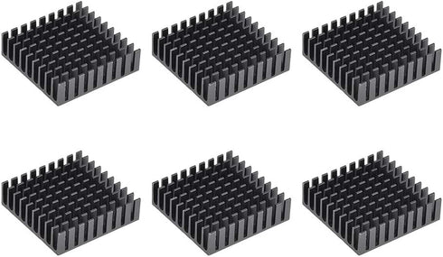 uxcell 10x35x35mm Black Aluminum Heatsink Thermal Adhesive Pad Cooler for 3D Printers (6 Pcs)