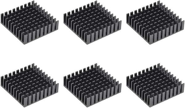 uxcell 10x35x35mm Black Aluminum Heatsink Thermal Adhesive Pad Cooler for 3D Printers (6 Pcs)