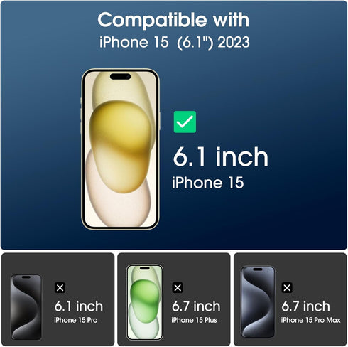 amFilm OneTouch 2+2 Pack Compatible with iPhone 15 Screen Protector 6.1" Tempered Glass with Camera Lens Protector Accessories, Premium Easiest Installation Kit 9H, Case Friendly Anti-Scratch HD