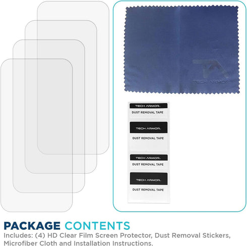 Tech Armor HD Clear Film Screen Protector 4 Pack for Apple iPhone 14 Pro Max 5G 6.7" (2022) - Compatible & Durable