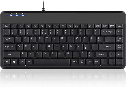 Perixx PERIBOARD-409H Wired USB Mini Keyboard with 2 USB Hubs, Black