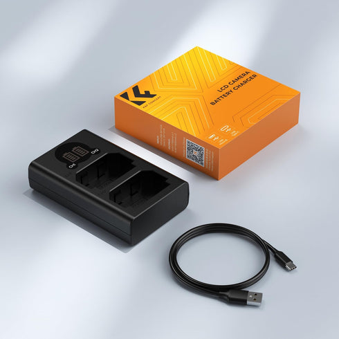 K&F Concept NP-FZ100 Dual-Slot Battery Charger with LCD for Sony A7iii, A7iv, A7RIII, A7RIV, A7C, A6700, A6600