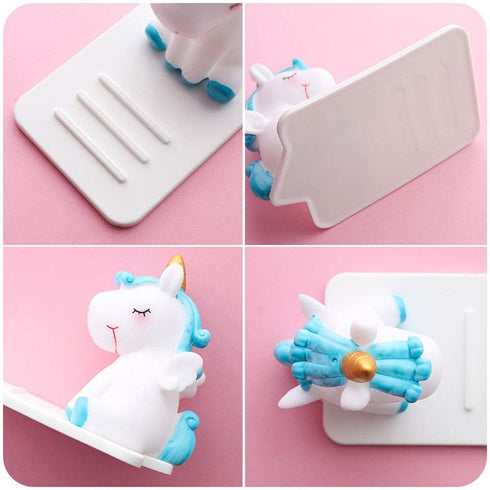 ZOSTLAND Cute Unicorn Fly Horse Phone Holder, Adjustable Stand, Creative Cartoon Desktop Phone Stand - Unicorn Purple
