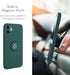 UEEBAI Slim Liquid Silicone Case for iPhone 11 (6.1 inch) - Dark Green with 360 Rotatable Ring Holder & Kickstand