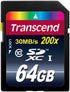 Transcend 64GB SDXC Class 10 Flash Memory Card Up to 30MB/s (TS64GSDXC10)