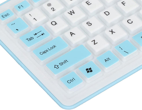 Sanpyl USB Wired Keyboard, 103 Keys Foldable Silicone Keyboard, Waterproof Mute Roll Up for PC Laptop (Blue)