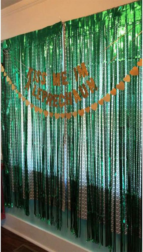 Iridescent Foil Fringe Curtains for Rainforest Jungle Theme Party Supplies, 2 Packs (W) 3.28*(H) 6.56 Ft
