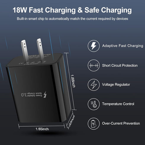 Quick Charge 3.0 Wall Charger Block, C Charger Cable for Android Phone with Car Plug Fast Charge for Samsung Galaxy A73